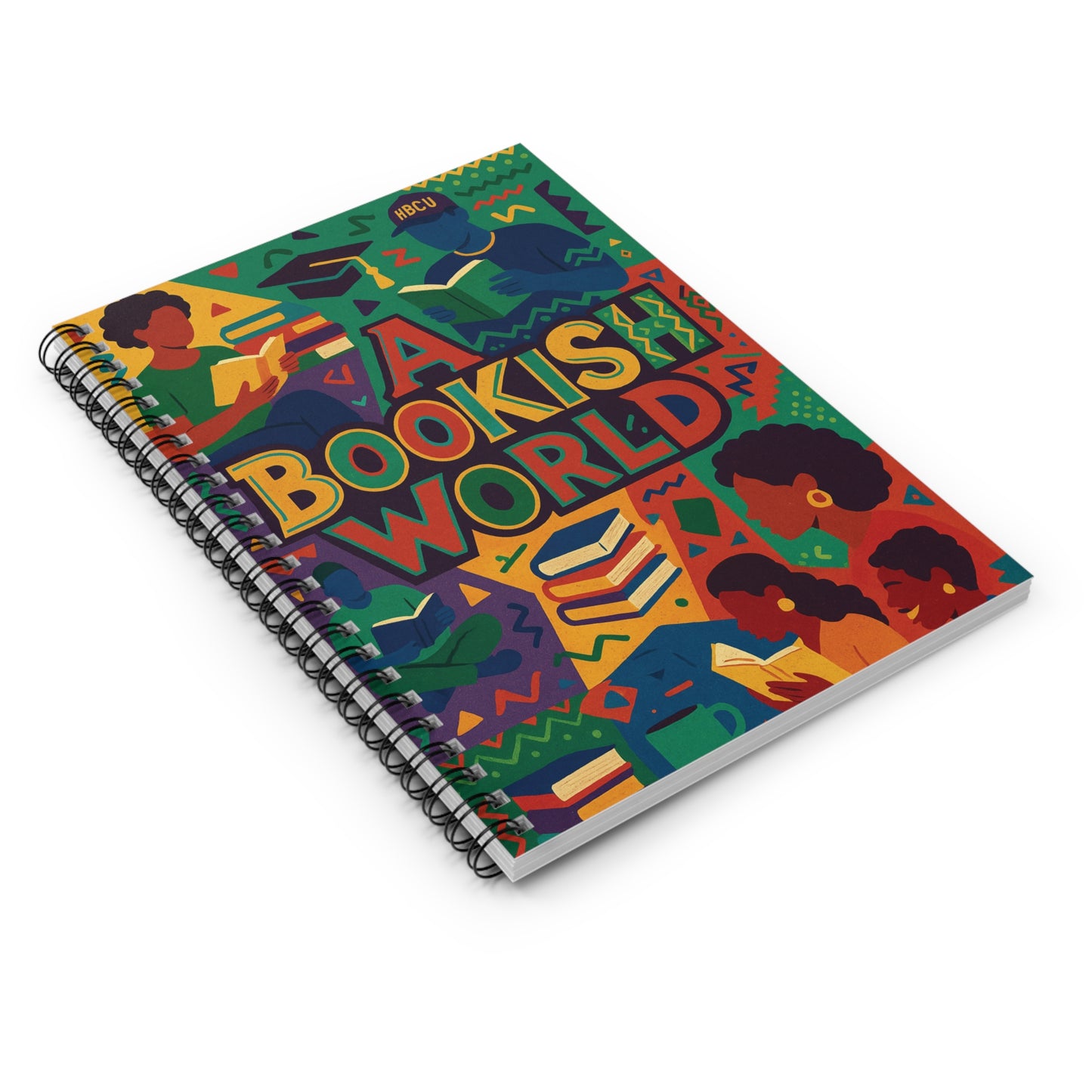 Colorful Bookish World Spiral Notebook - Ruled Line, Reading Journal, Student Planner, Gift for Book Lovers, Educational Supplies