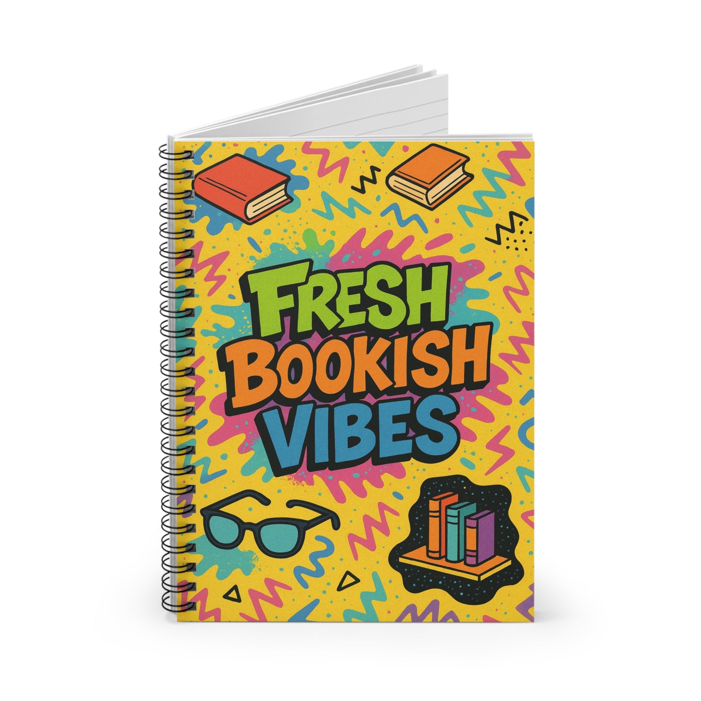 Fresh Bookish Vibes Spiral Notebook - Perfect for Students, Gift for Book Lovers, Journal for Creativity, Back to School, Study Notes