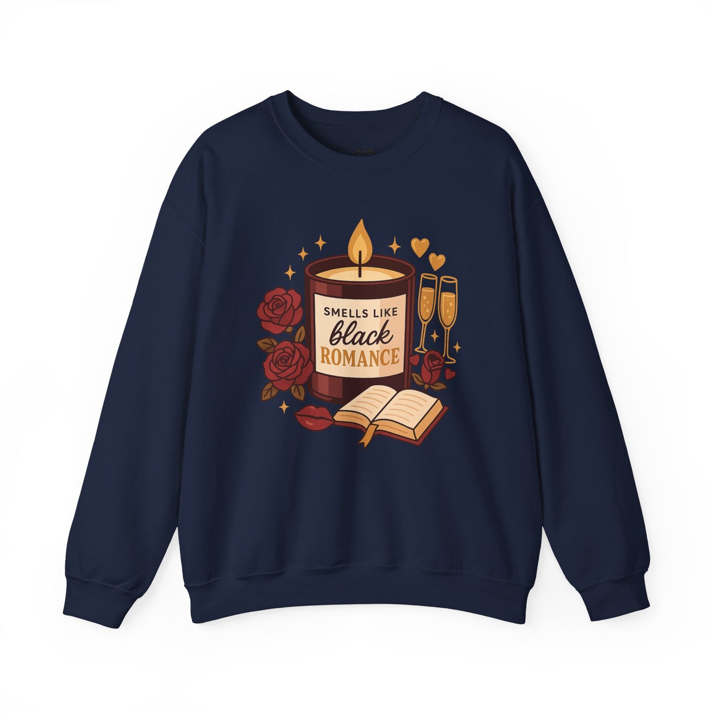 Smells Like Black Romance Sweatshirt, Cozy Romance Crew, Unisex Casual Top, Gift for Book Lovers, Fall Apparel, Valentine’s Day Gift