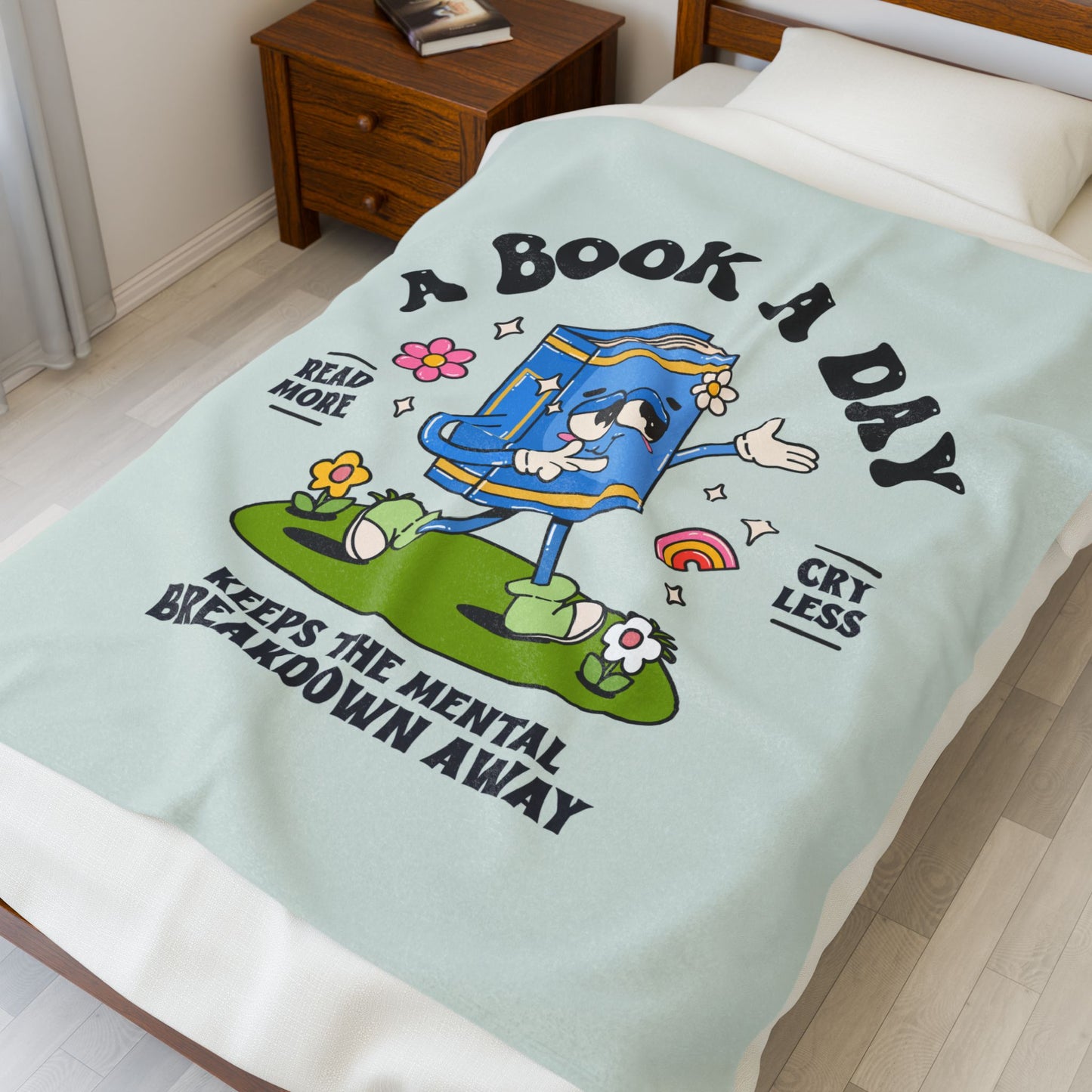 Cozy Reading Blanket - A Book a Day, Plush Throw for Book Lovers, Snuggle Blanket for Home, Gift for Bibliophiles, Relaxing Decor