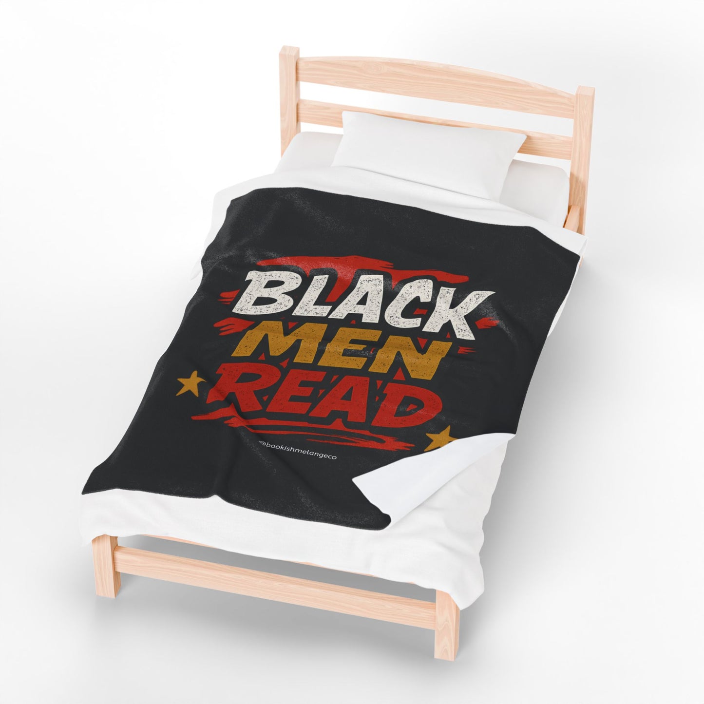 Inspirational Velveteen Plush Blanket: Cozy Gift for Book Lovers, Reading Nook Decor, Black Men Read