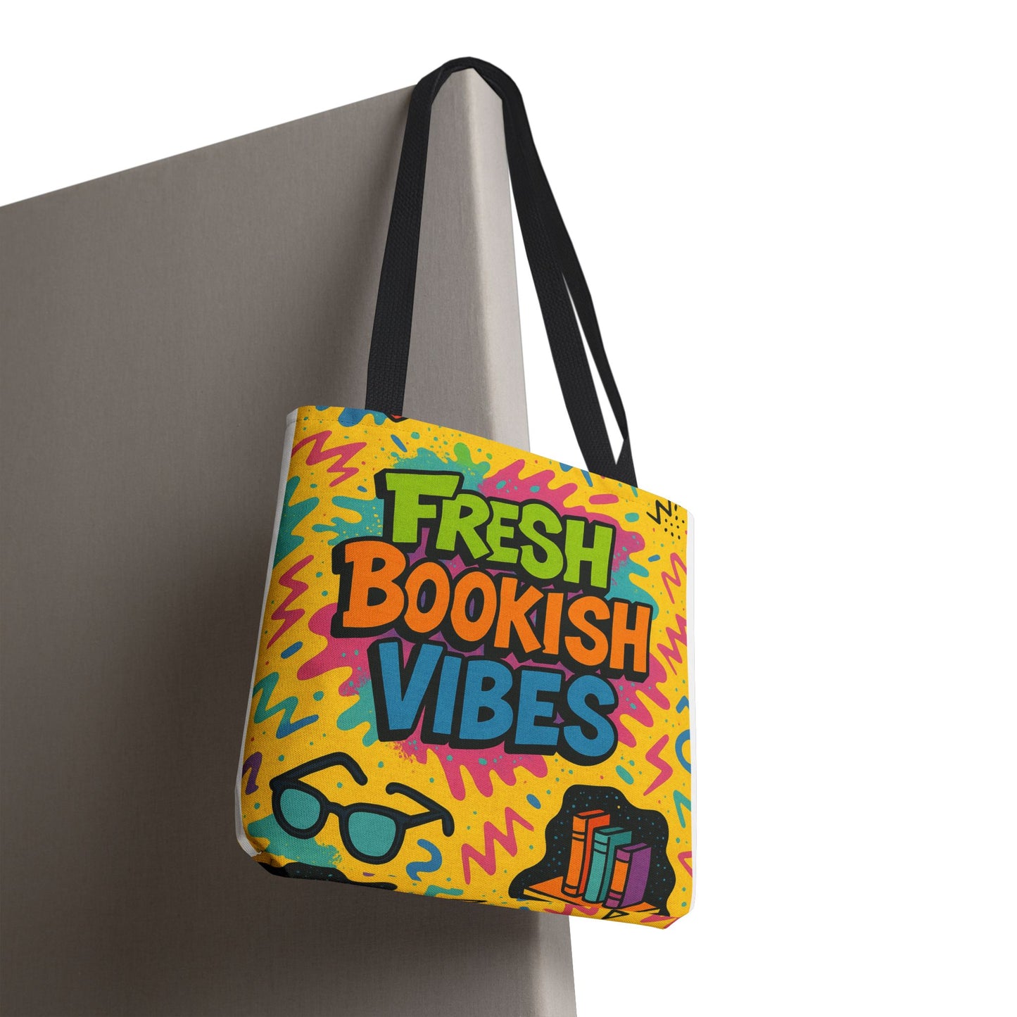 Colorful Bookish Vibes Tote Bag, Literary Gift, Eco-Friendly Bag, Book Lover Accessory, Reading Tote, Artsy Shopping Bag