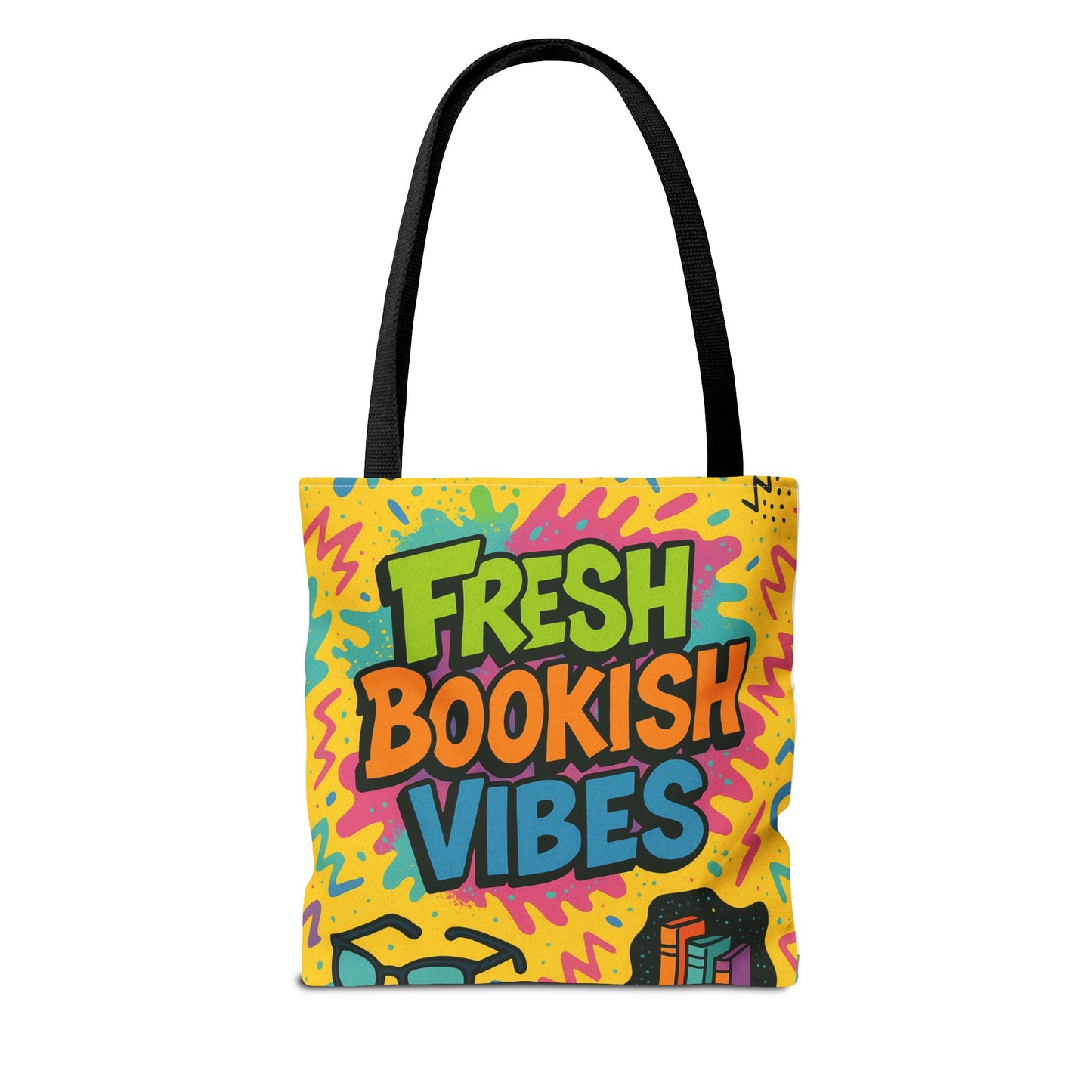 Colorful Bookish Vibes Tote Bag, Literary Gift, Eco-Friendly Bag, Book Lover Accessory, Reading Tote, Artsy Shopping Bag