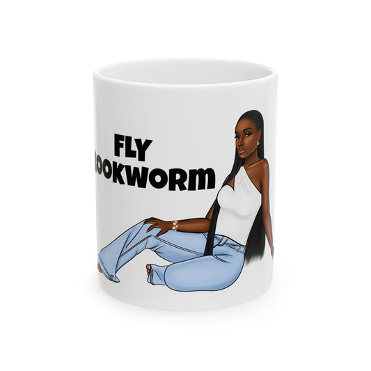 Fly Bookworm Ceramic Mug