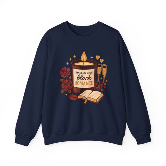 Smells Like Black Romance Sweatshirt, Cozy Romance Crew, Unisex Casual Top, Gift for Book Lovers, Fall Apparel, Valentine’s Day Gift