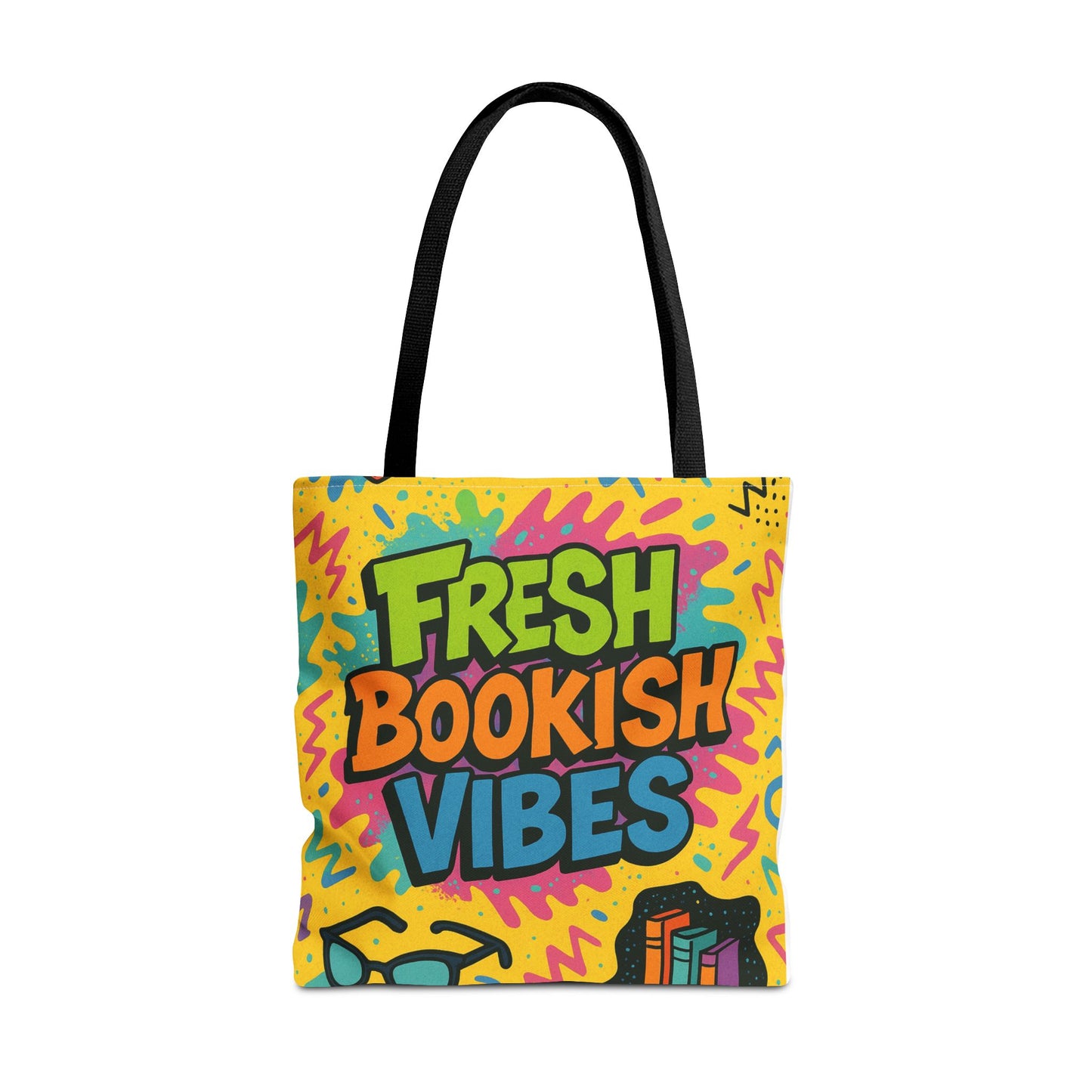 Colorful Bookish Vibes Tote Bag, Literary Gift, Eco-Friendly Bag, Book Lover Accessory, Reading Tote, Artsy Shopping Bag