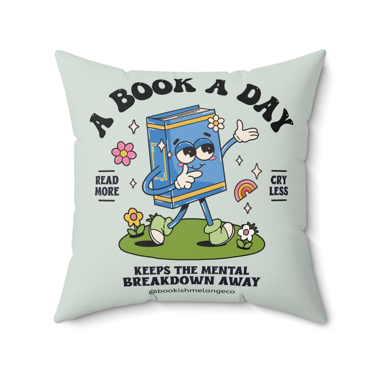 Cute Book Lover's Square Pillow, Reading Decor, Cozy Home Accent, Gift for Bookworms, Book Club Decor