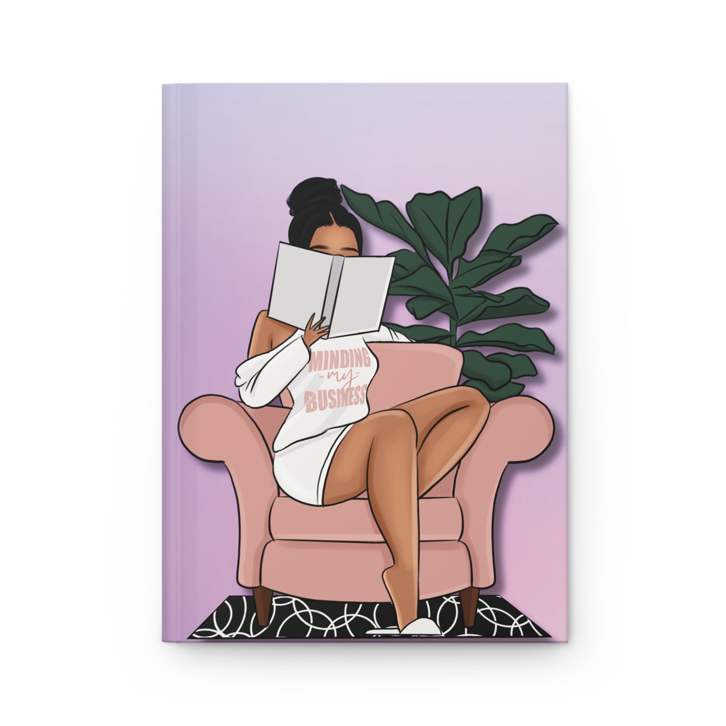 Cozy Reading Girl Hardcover Journal — Matte Feminine Notebook for Self-Care & Notes
