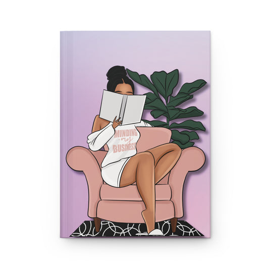 Cozy Reading Girl Hardcover Journal — Matte Feminine Notebook for Self-Care & Notes
