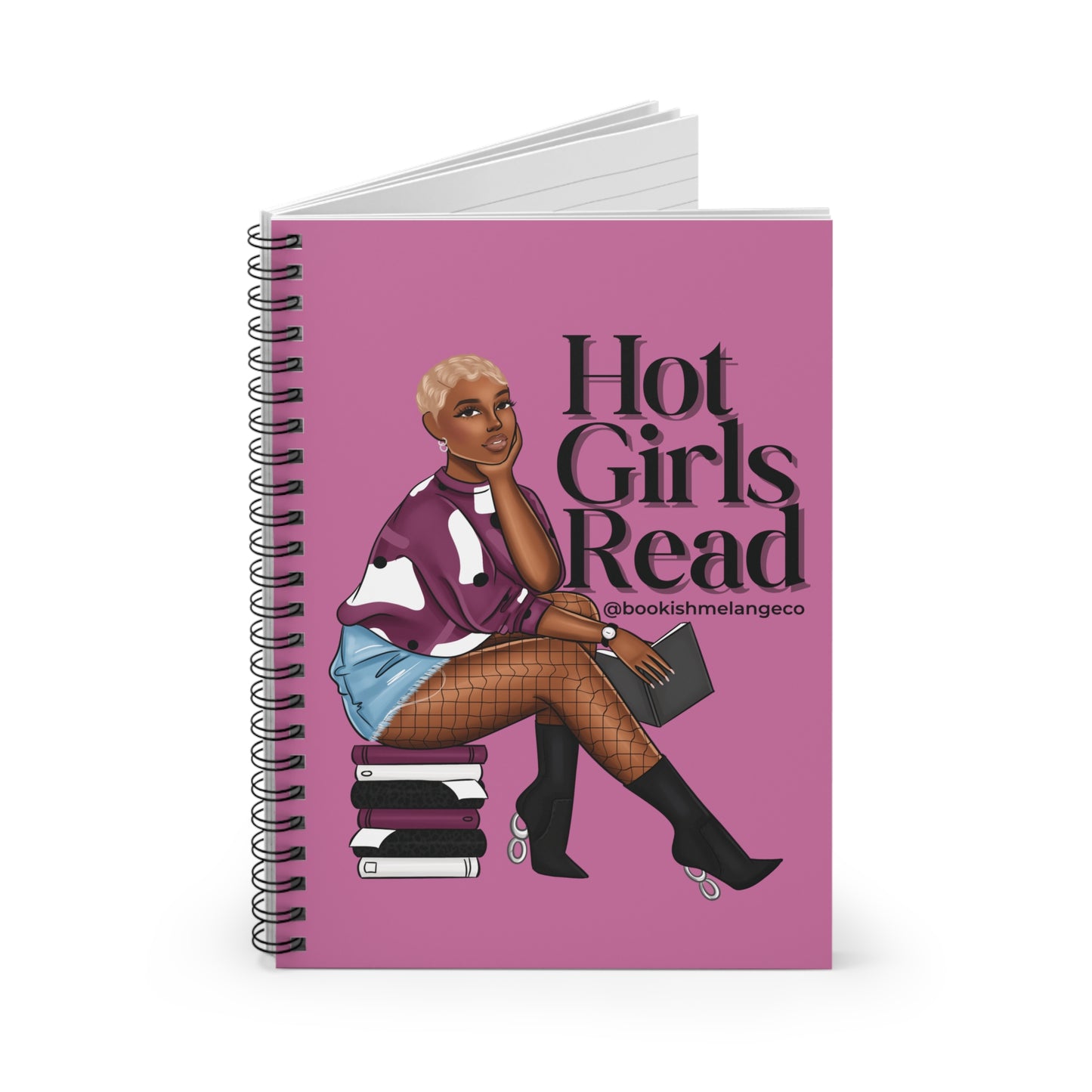 Stylish Spiral Notebook - Hot Girls Read, Journal, Gift for Readers, Book Lovers, Back to School, Stationery, Writer's Notebook