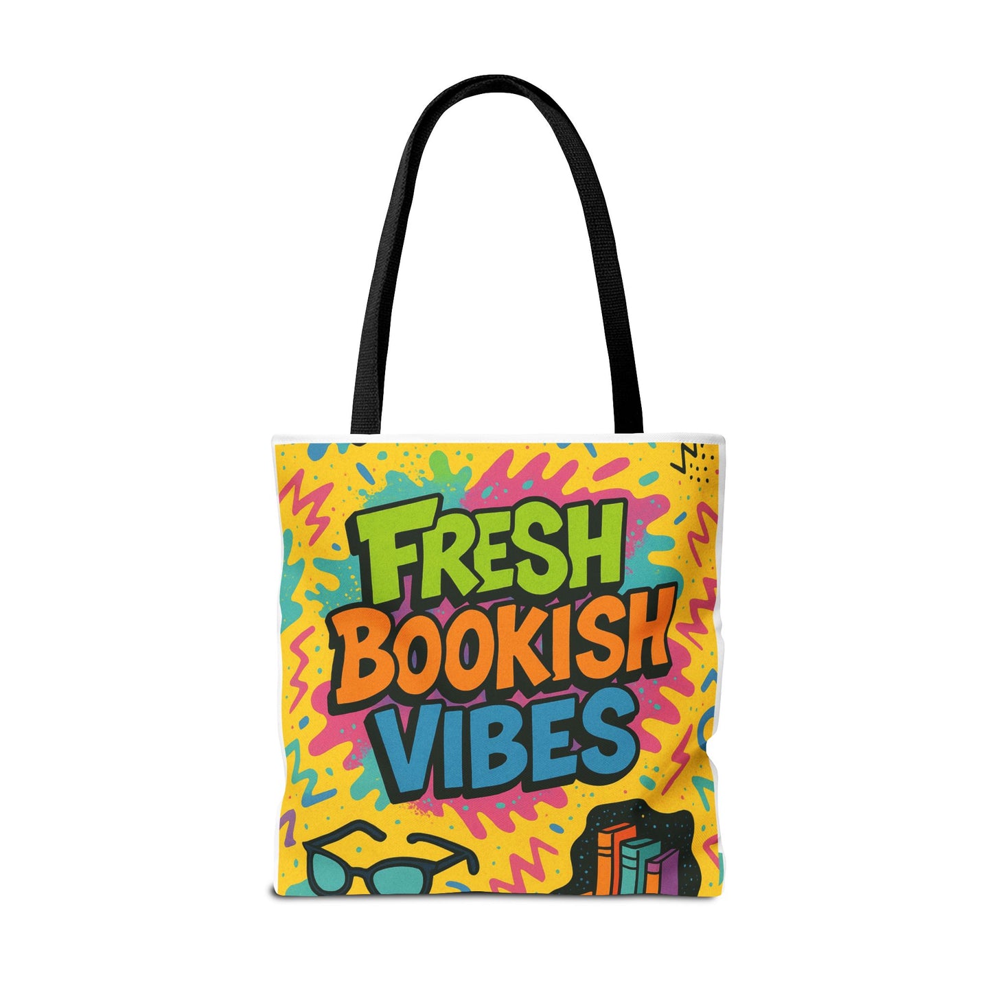 Colorful Bookish Vibes Tote Bag, Literary Gift, Eco-Friendly Bag, Book Lover Accessory, Reading Tote, Artsy Shopping Bag