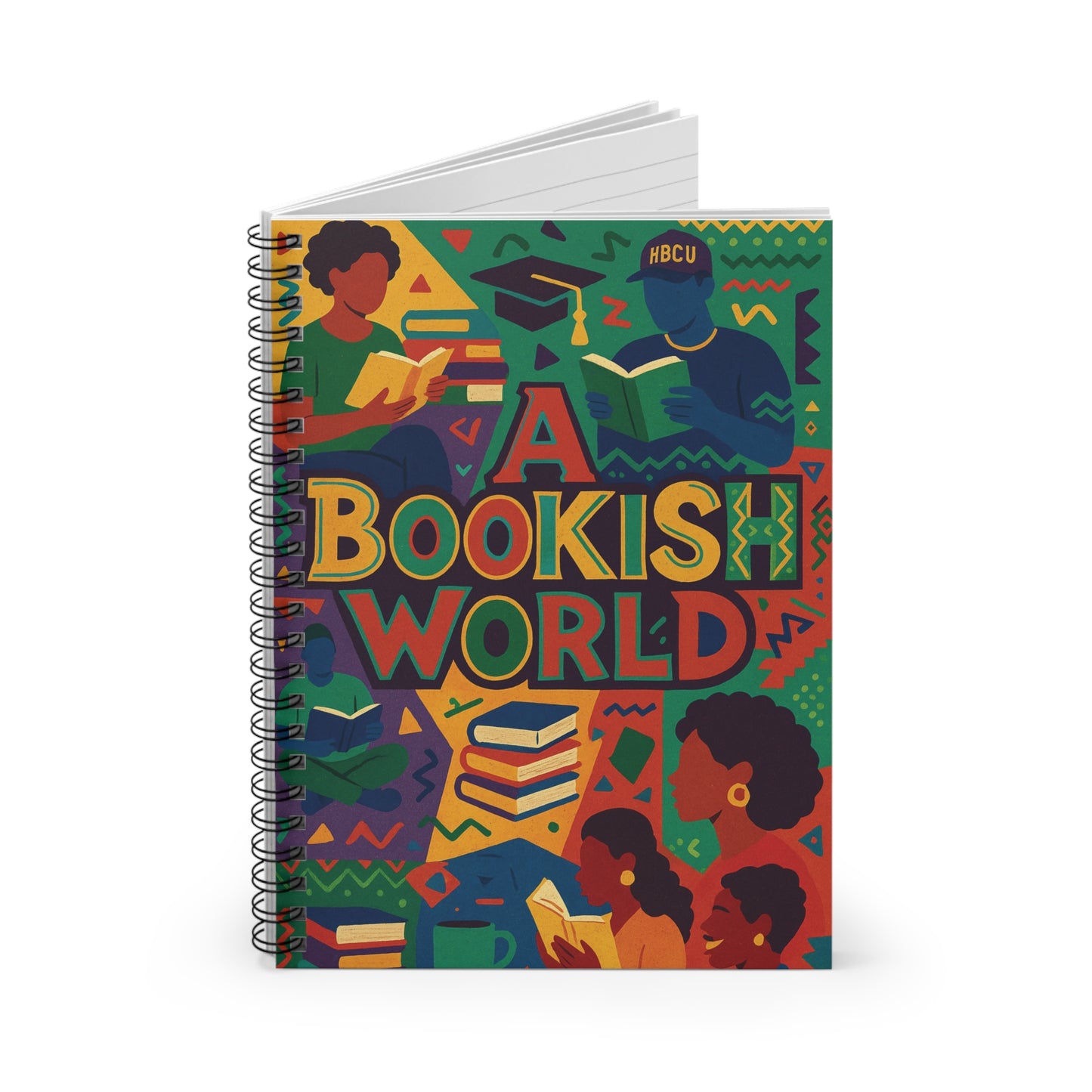 Colorful Bookish World Spiral Notebook - Ruled Line, Reading Journal, Student Planner, Gift for Book Lovers, Educational Supplies