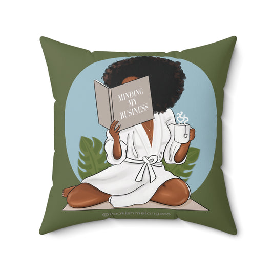 Cozy Reading Square Pillow, Mind Your Business Decor, Relaxing Home Accent, Gift for Book Lovers, Stylish Couch Cushion
