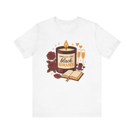 Romantic Candle Tee - Smells Like Black Romance, Unisex Short Sleeve T-Shirt, Gift for Book Lovers, Cozy Casual Wear, Perfect for [...]