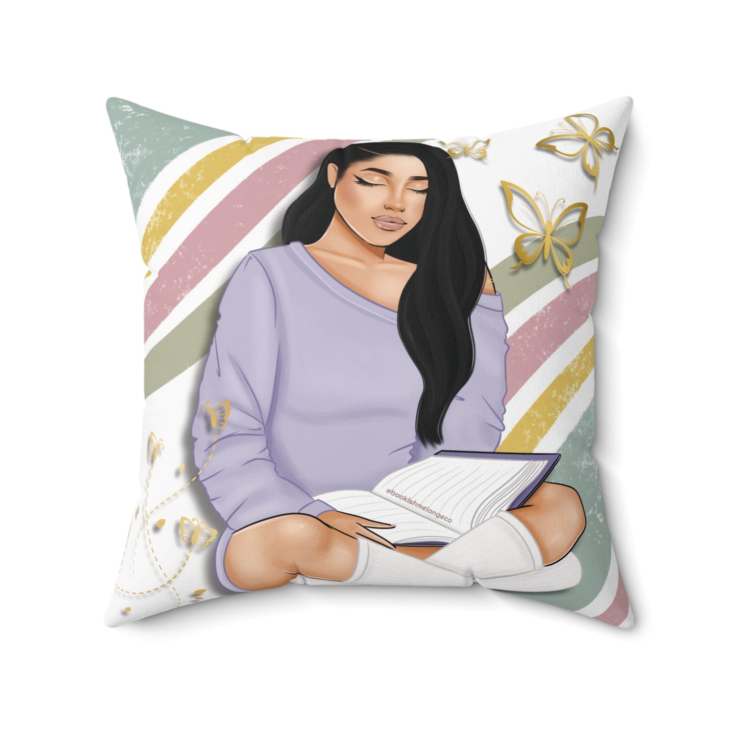 Cozy Reading Pillow with Floral Design, Perfect for Home Decor, Gift for Readers, Butterfly Accent Cushion, Bedroom Accessory