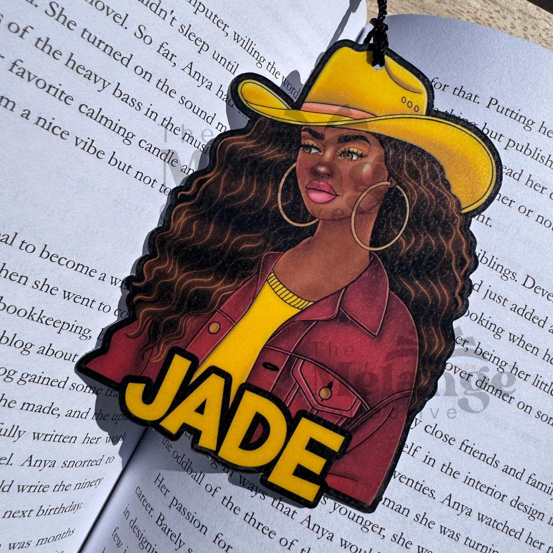 Black Cowgirl Customizable Bookmark