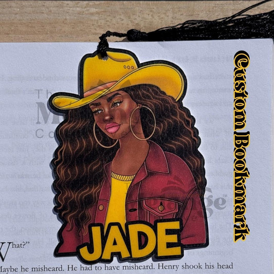 Black Cowgirl Customizable Bookmark