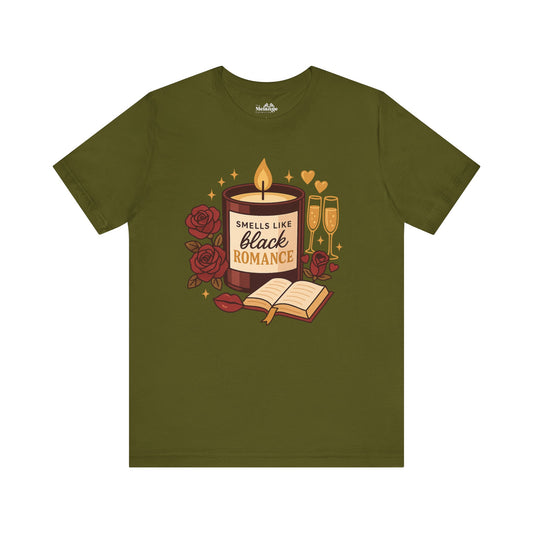 Romantic Candle Tee - Smells Like Black Romance, Unisex Short Sleeve T-Shirt, Gift for Book Lovers, Cozy Casual Wear, Perfect for [...]