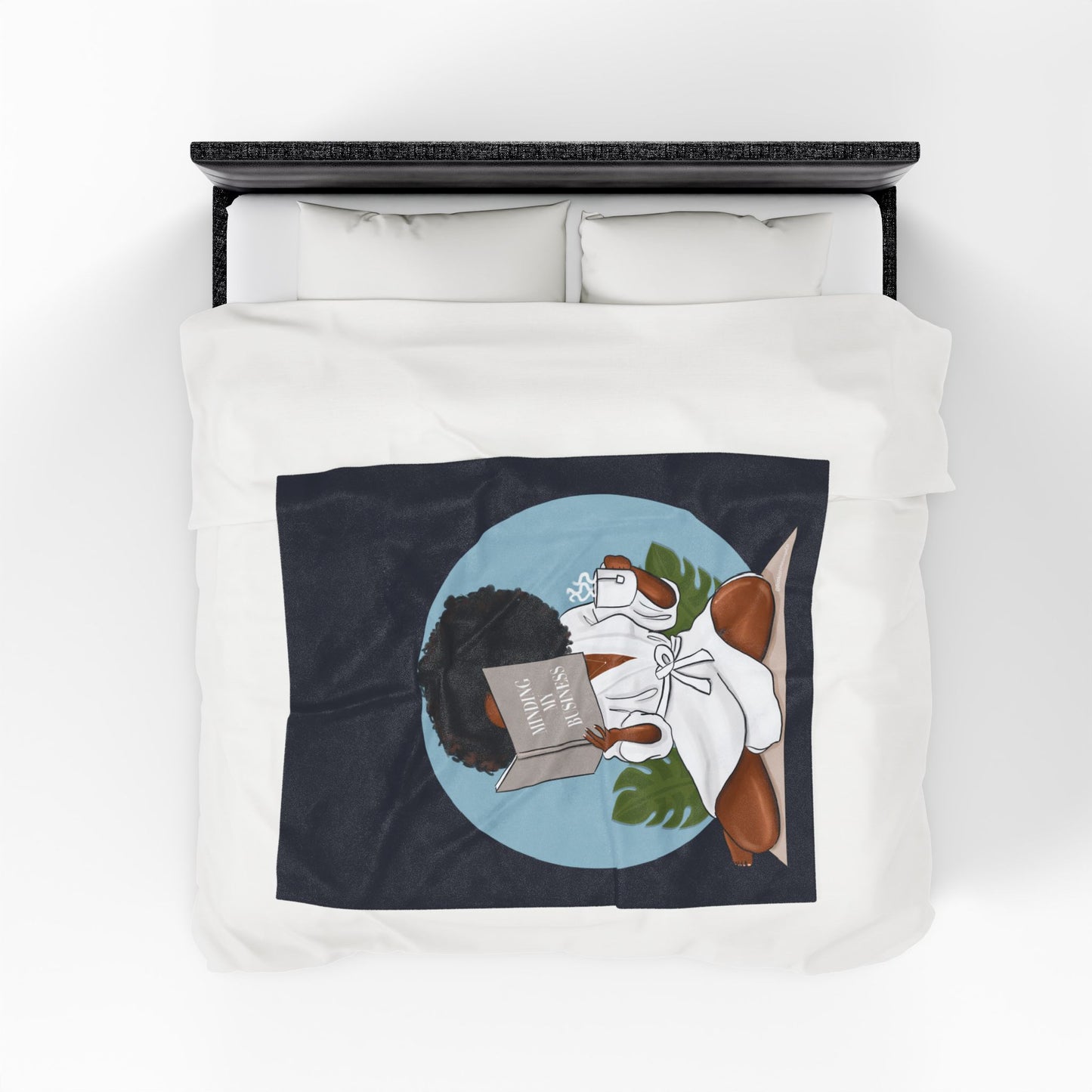 Cozy 'Mindin' My Business' Velveteen Plush Blanket — Afrocentric Relaxation Throw