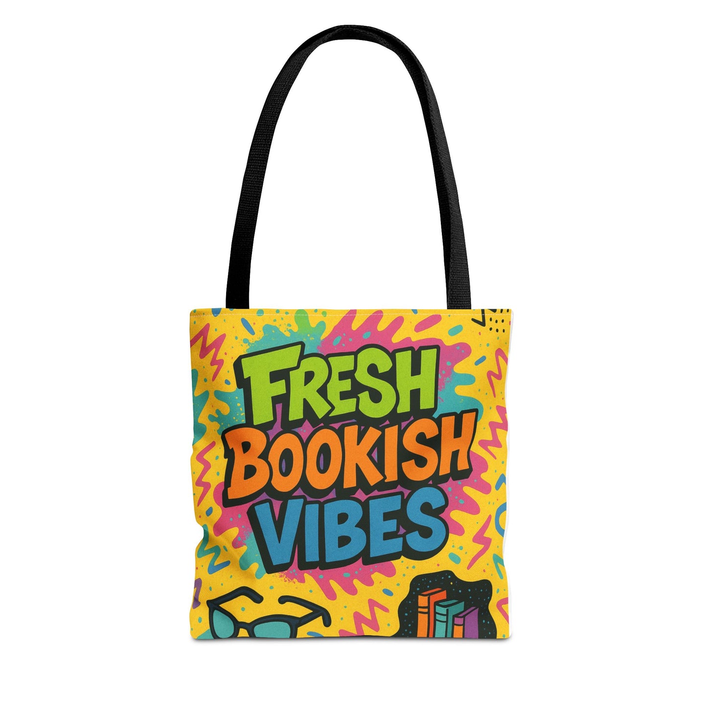 Colorful Bookish Vibes Tote Bag, Literary Gift, Eco-Friendly Bag, Book Lover Accessory, Reading Tote, Artsy Shopping Bag